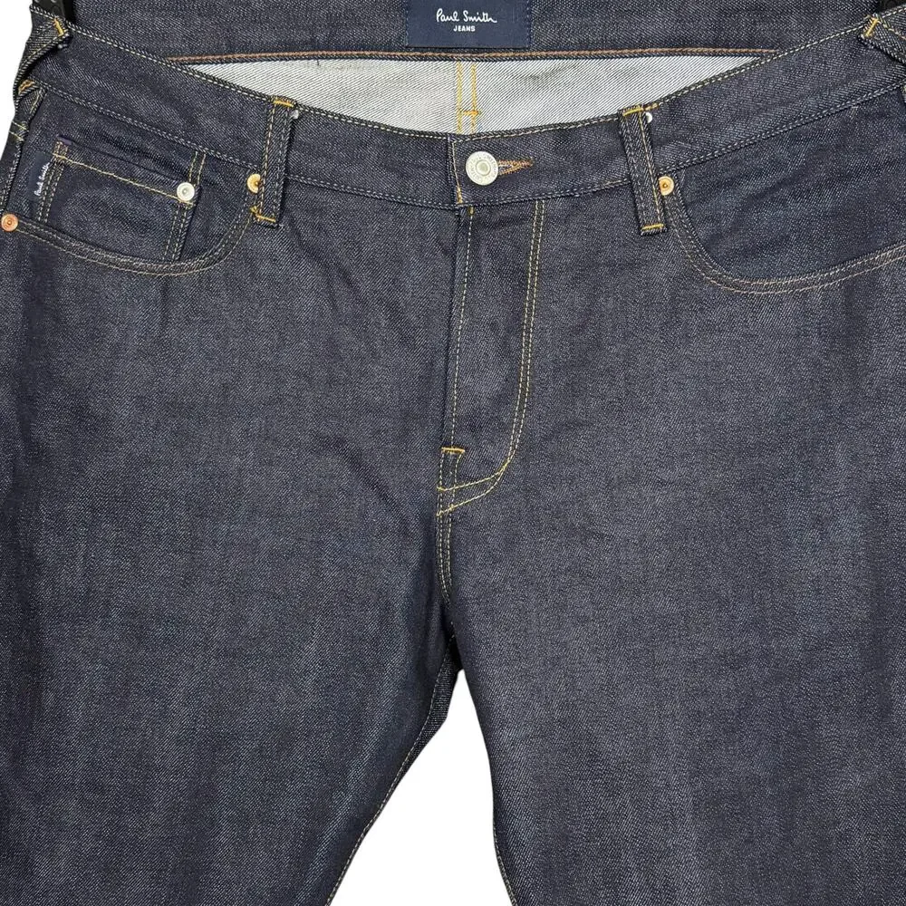 Paul Smith Jeans W36 Blue Dark Denim Slim Straight Selvedge Raw Indigo Casual